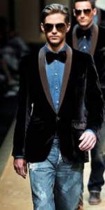 tall chambray shirt under a blazer