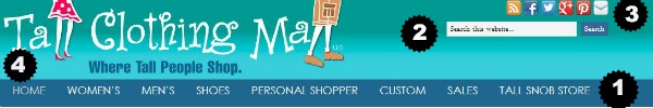 tall clothing mall navigation menu