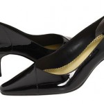 black leather pumps