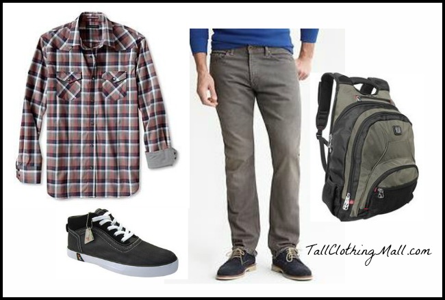 mens tall plaid shirt and outfit