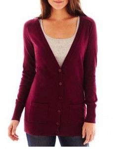 tall burgundy cardigan