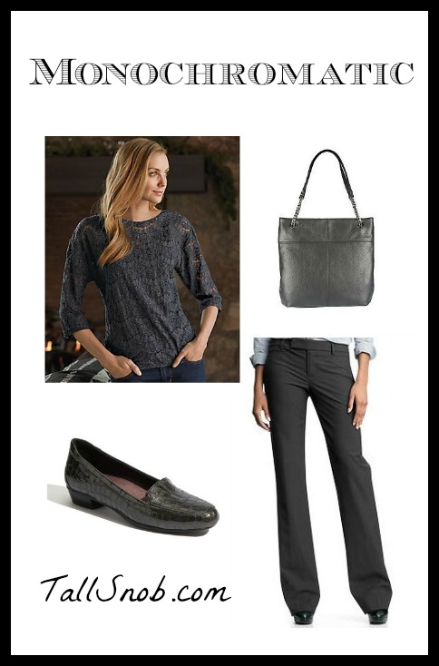 monochromatic gray tall outfit