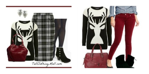 women's tall christmas sweaters styled 2 ways