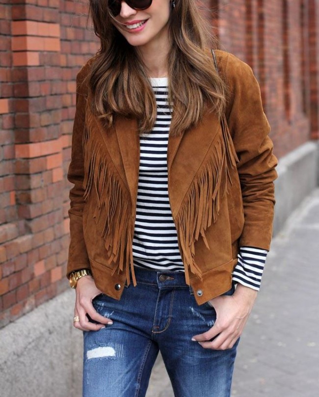 sude fringe jacket