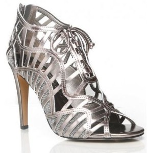 metallic tie up heels