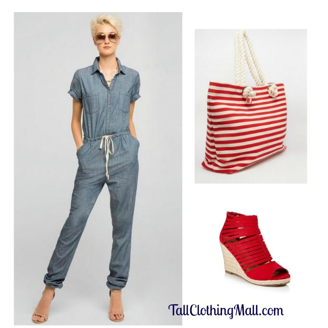 tall denim jumpsuit outfit