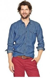 patch pocket tall chambray shirts for men