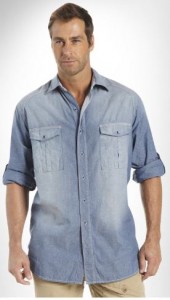 roll sleeve big and tall chambray shirt