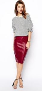 leather look tall pencil skirt on sale