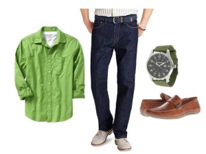 men's big and tall outfit with green
