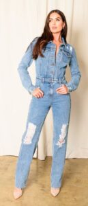 denim tall jumpsuit